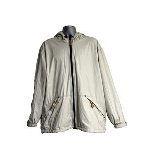 Harbor Master Men's Raincoat Jacket Beige w/ Full 100% Cotton Blue Liner Size XL